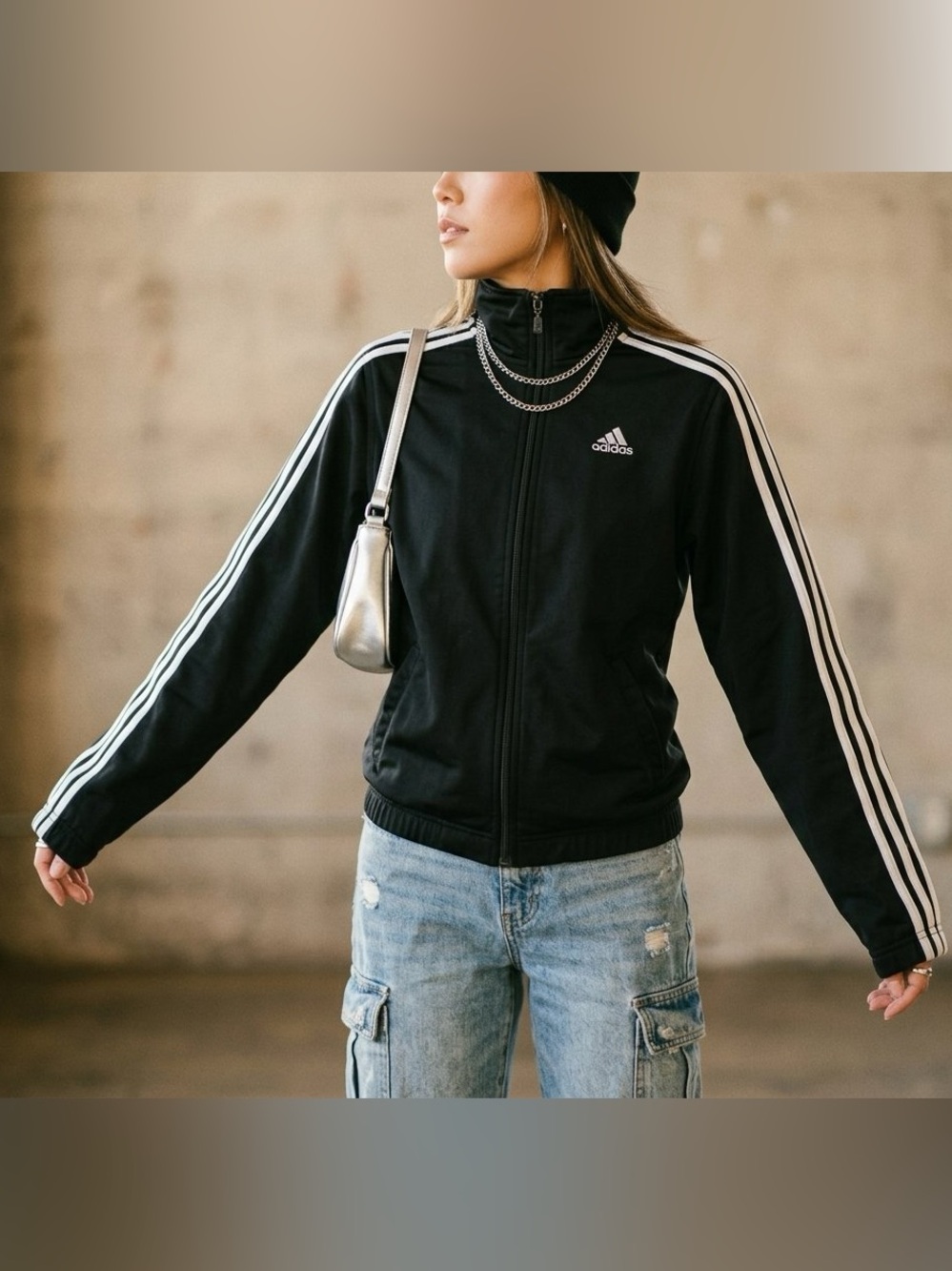Vintage Adidas 3 Stripe Full Zip Track Jacket Boys Youth Large 164 Black